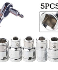 Must Have Hex Socket Adapter Kit forged from tough CR-V Steel Transforms Your 1/4 3/8 And 1/2 Inch Square Drive Ratchets Into Super Cool Screwdriver Bits For Any Drilling Or Driving Job Fast, 5-piece chrome vanadium sockets