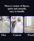 Image showcasing Tiles, Cement, and Wood floor varieties ideal for easy handling and smooth use.