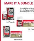 Vinyl Cement Patch bundles with 35, 50, and 65-pound options for concrete repair