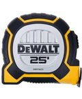 Black and yellow NGT 25 Foot Tape Measure With One And A Quarter Inch Tape For Quick Accurate Measurements Durable Locking Mechanism