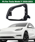 Sharp Right Side Rearview Mirror Housing Frame For Tesla Model Y 2020 2023 Replacement Lower Cover Cap, black trim, clear view.