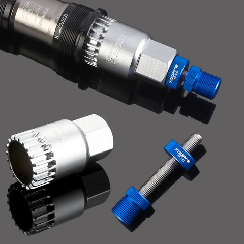 20 Tooth Bottom Bracket Removal Tool Kit with anti-drop rod and socket, compatible with Shimano Octalink and FSA systems.