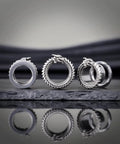 Dope Dragon Steel Ear Gauges 00G 10mm With Screw Back Stainless Steel Ear Tunnels Silver Tone With Diamond Accent Flesh Earring Plugs