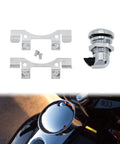 Chrome Push Button Fuel Door Gas Cap Latch Kit for Electra Glide Street Glide Road Glide Tour Glide Tri Glide 1992 to 2025