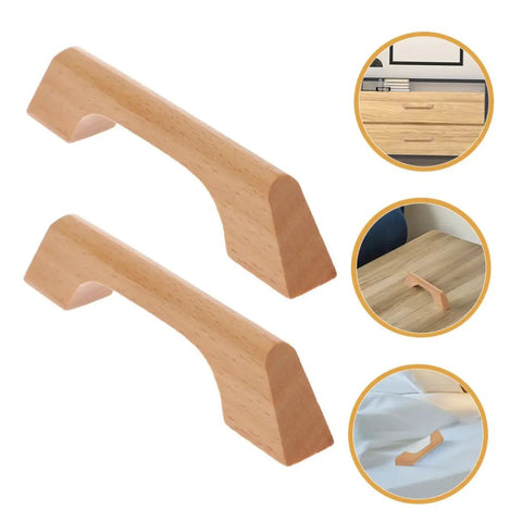 Solid Wood Cabinet Pull Handles Set With Screws Six Pack Wood Drawer Handles For Kitchen Cabinets Cupboards Wardrobes Dressers Closets Natural Grain Finish Durable Easy Install Hardware That Adds A Slick Classic Look To Any Furniture