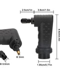 Heavy Duty Right Angle Converter Kit For Rotary Tools With Cool Running Bearings For Tight Spots And Precision Polishing Or Engraving Work Busts Tough Jobs Daily, featuring black grip handle and measurements.
