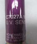 Close-up of a UV Sensor For 1/2 Inch Mounting, showcasing text detailing model and manufacturer information.