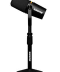 MV7 Plus Podcast Dynamic Mic With Stand, USB-C And XLR Outputs, OBS Certified, Auto Level, LED Touch Panel, Digital Pop Filter on desk stand