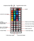 2-Port 44-Key IR RGB LED Remote Control showing color and mode buttons for 5050/2835 RGB LED strip lights