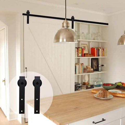 Heavy Duty Barn Door Hardware Kit 4 Foot Sliding Track For 24 Inch Wide Door Panels With Sturdy Steel And Nylon Rollers in kitchen