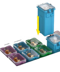 36 Piece Jcase Fuse Box Kit For Cars with high and low profile box fuses, displaying various fuses in colored casings