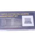 150pcs cotter pin hairpin assortment kit with sizes in plastic case, part of Beefed Up Cotter Pin Set 2 3 4 R Type Split Fasteners Steel Kit