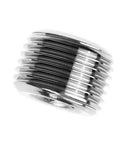 Close-up of a stainless steel pipe plug from 12 Piece Stainless Steel Heavy Duty Male Thread Internal Hex Head Pipe Plug Fittings Set.