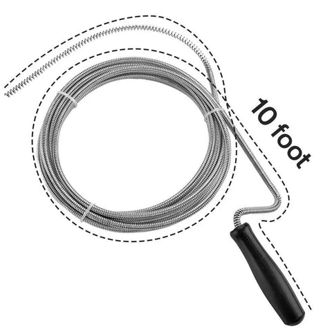 Pro Grade 10 Foot Metal Drain Cleaner and Clog Remover With Flexible Drain Snake for Sinks, Toilets, Tubs, Drains image