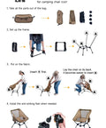Assembly instructions for Ultralight Camping Folding Beach Chair with Anti Sinking Large Feet and Back Support Webbing.
