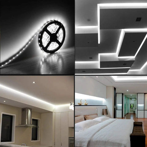 Flexible 600 LED 12V Daylight White LED Strip Light 16.4ft 5m IP65 Waterproof in home interior decor settings
