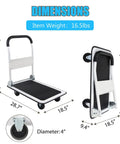 Foldable Platform Cart With 330 Lbs Capacity Four Wheel Flatbed Hauler for quick grab and go hauling, white cart dimensions 28.7x18.5 inches.