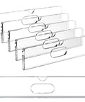 Clear Acrylic Door Name Plates 2x8 Inches 5 Pack With Adhesive Tape Easy Paper Insertion shown stacked and single view