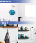 Image showcasing Six Piece Brushed Nickel Bathroom Hardware Set With Wall Mount Includes 23 Inch Towel Bar 17 Inch Towel Bar Toilet Paper Holder Towel Ring And 2 Hooks Made From SUS304 Stainless Steel Built Tough Rust Resistant For A Modern Bathroom Upgrade in use in a bathroom and kitchen setting.