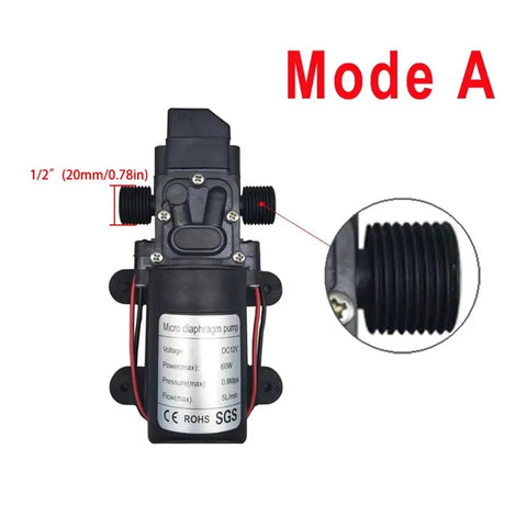 12 Volt Diaphragm Water Pressure Pump 5L Min 60 Watt Electric Self Priming Booster For Caravan RV Boat Tank Automatic High Flow With Thermal Protection For Reliable Liquid Transfer