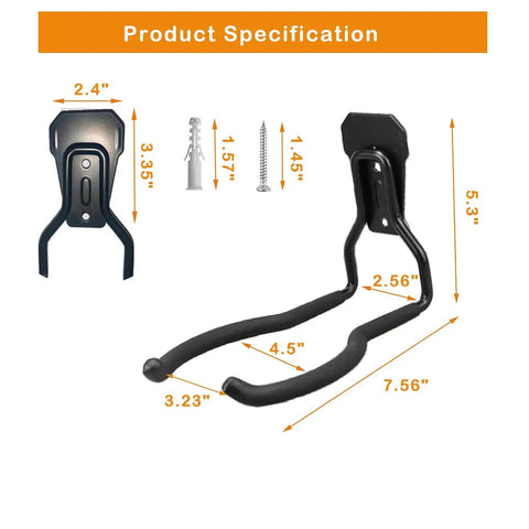 Beefed Up Garden Power Tool Hanger Set For Garage Walls 4 Pack Weedeater Rack String Trimmer Hanger Utility Hooks, tool size view.