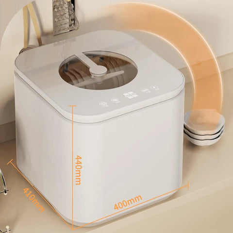 Compact Automatic Countertop Dishwasher With Smart Quick Dry And Sleek Led Touchscreen For Plug And Play Setup And No Sweat Kitchen Cleanup, shown from top with dimensions.