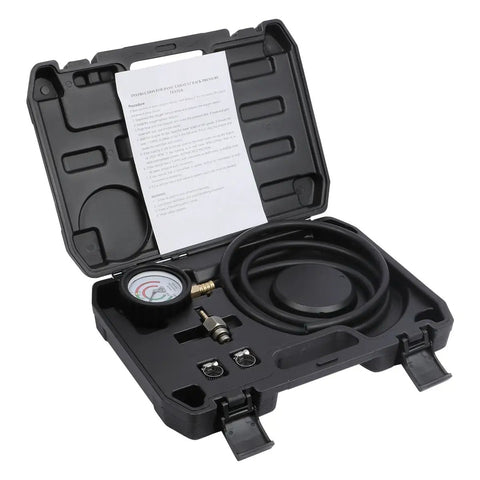 Exhaust Back Pressure Tester Kit With Carrying Case For Cars, Pro Grade Back Pressure Gauge Set, 6 Foot High Temp Hose, Car Diagnostic Tool With Adapters And 2 Hose Clamps, Garage Ready in open case