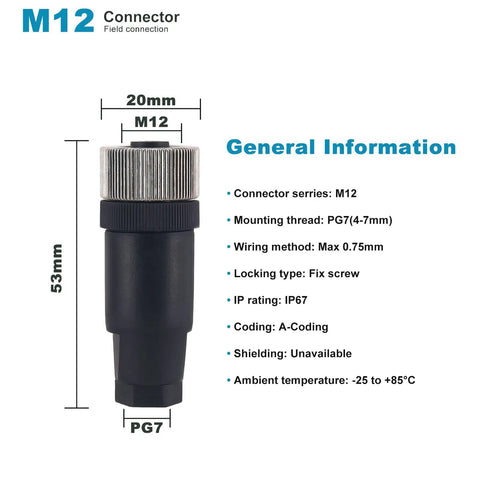 Diagram of M12 5 Pin Male And Female Panel Mount Circular Aviation Connector with dimensions and specifications