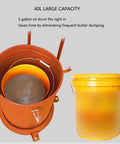 Heavy Duty Pneumatic Grease Pump Kit, 40L Capacity, showing orange steel drum with yellow 5 gallon oil drum for easy lubrication.
