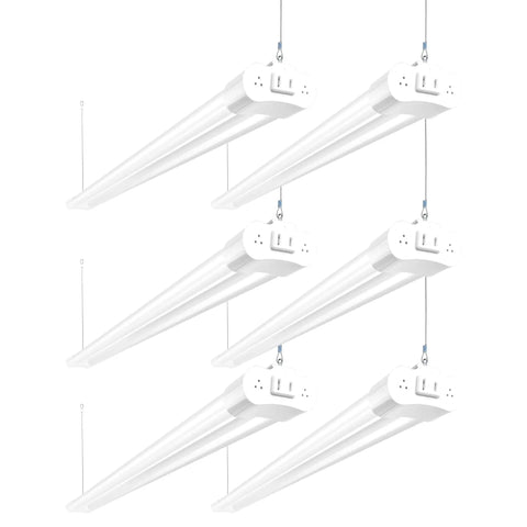 6 Pack 4ft Linkable LED Shop Light Utility Fixture 4400 Lumens 42W 250 Watt Equivalent Daylight 5000K For Garage Hanging