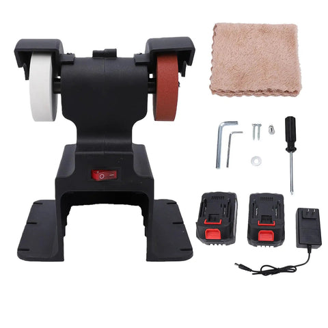 Top Rated Asixxsix Mini Bench Grinder Polisher 200W 7000Rpm High Stability cordless tool with two wheels and accessories for sharpening tasks.