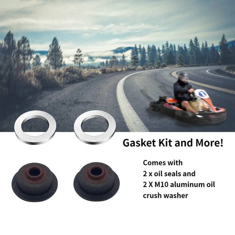 Hemi Gasket Set Kit For 212cc And 224cc Small Engine Upgrades Rebuild with oil seals and aluminum crush washer displayed