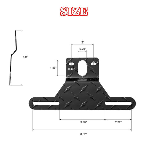 Heavy Duty Aluminum Trailer License Plate Mounting Bracket Kit dimensions and design, universal adjustable tag frame