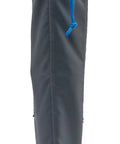Ultralight Tri Leg Camping Stool with powder coated steel frame in gray ocean, folded in carrying case with blue drawstring.