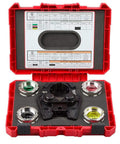 Professional Grade 6 Ton Crimping Jaw With U Style Dies For 400 To 750 MCM Aluminum Conductors Featuring Instant Alignment And Tough As Nails Grip For Serious Jobsite Builds In Open Box Condition with U dies inside a red case.