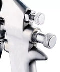 Close-up of High Output Pneumatic Paint Sprayer Featuring 400 Ml Top Cup Air Spray Gun adjustment knobs for precise control.
