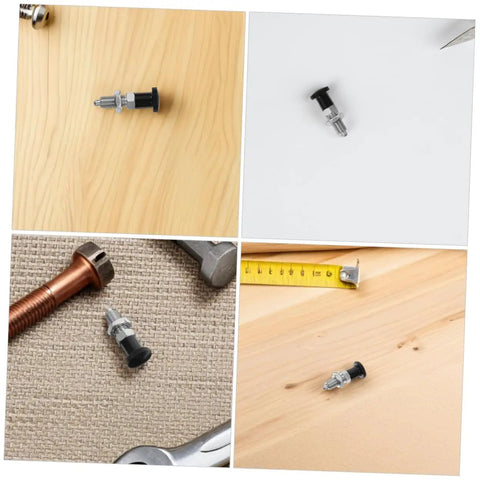 Heavy Duty Stainless Steel Reset Spring Indexing Plunger With Knockout Self Locking Grip on wood and fabric surfaces.