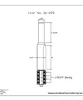 Technical drawing of half inch shank flush trim router bit with four bearings for car audio panels, carbide tip, heavy duty.