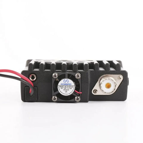 Back view of 20W Dual Band Mobile Ham Radio For 2M And 70CM With Car Transceiver Kit, showing power connectors and cooling fan