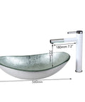 USZWBY Bathroom Vessel Sink Tempered Glass Vessel Sink and Faucet Combo Bathroom Washbasin Bowl Sink with dimensions 22"×8.8"×5.3".