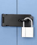 Stainless Steel 4 Inch Door Hasp Latch Lock With Fixing Screws Black Gate Hasp for External Doors Cabinets Pet Cages and Sheds installed
