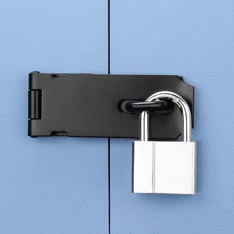 Stainless Steel 4 Inch Door Hasp Latch Lock With Fixing Screws Black Gate Hasp for External Doors Cabinets Pet Cages and Sheds installed