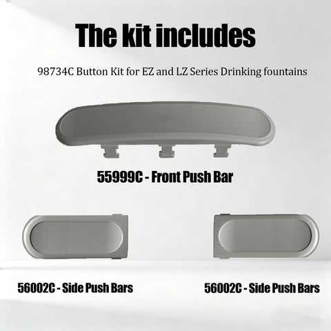Front And Side Push Bar Button Kit For EZ And LZ Series Drinking Fountains with 55999C and 56002C components displayed