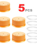 5 Pack GL45 Screw Caps With Pouring Ring For Laboratory Glass Bottles 45 mm Polypropylene Orange Fits Reagent Bottles