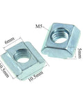 M5 sliding T nuts for 20 series extrusions with dimensions