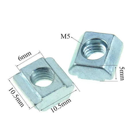 M5 sliding T nuts for 20 series extrusions with dimensions