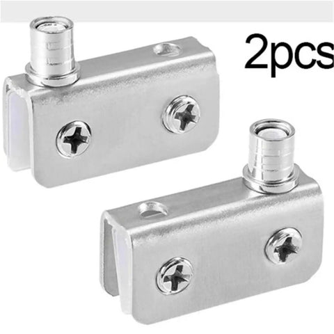 Two Pack Glass Pivot Hinge Set Stainless Steel For Cabinet Doors With Soft Close Hydraulic Damper Hidden Rotation Axis Quiet Anti Slam