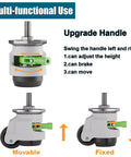 Heavy Duty Stem Leveling Casters Set Of 4, 2200 Lbs Load Capacity showing adjustable handle for height and brake functions
