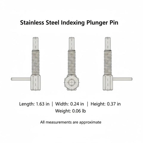 Industrial Grade Stainless Steel Indexing Plunger Pin With Ergonomic L Handle And Spring Loaded Snap Lock dimensions and details
