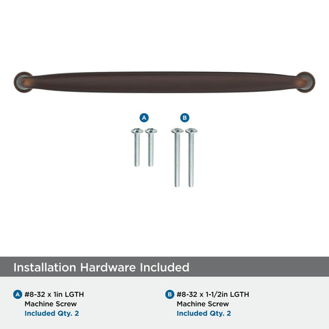 Oil Rubbed Bronze Cabinet Pull In Transitional Style Center To Center 8.8125 Inch with installation screws
